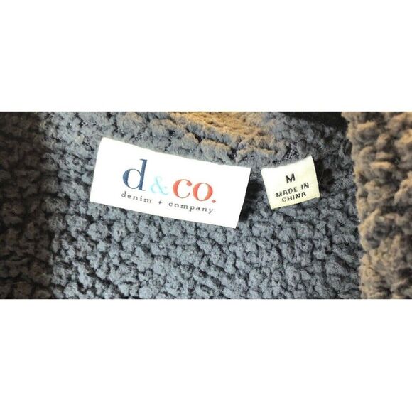 D &‎ Co Jacket Women Medium Gray Sherpa Lined Long Coat Pockets Collared Buttons - Picture 3 of 5